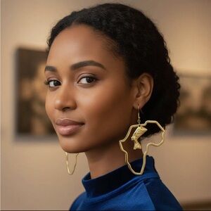 Elegant Gold Africa Outline Earrings